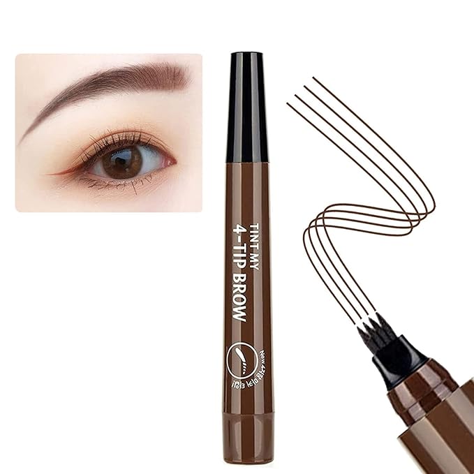 Eyebrow Pen with Pointed Tip Eyebrows Liquid Makeup Pencil Long Lasting Waterproof Fork Tip Eyebrow Tattoo Pen (Multicolor)